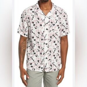 RVCA Beat Print Black & Pink Floral Short Sleeve Button-Up Shirt - Size Small
